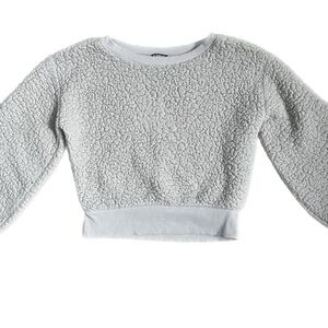 EXPRESS LIGHT PURPLE SHERPA CROPPED CREWNECK SWEATSHIRT SIZE XS